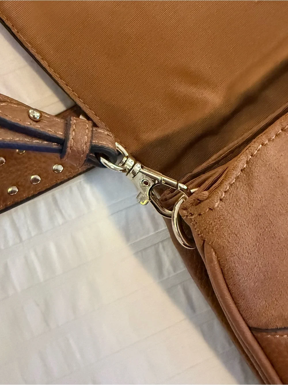 Aldo Tan Saddle Shoulder Bag with Stud Accents